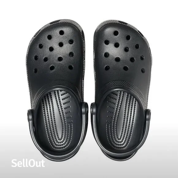 Crocs Unisex Adults's Classic Clogs Black Size W9/M7 Casual Slip-On Shoes - Picture 5 of 6